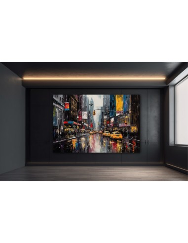 Peinture de la ville de New-York au USA dans un style colorfull dripping paint