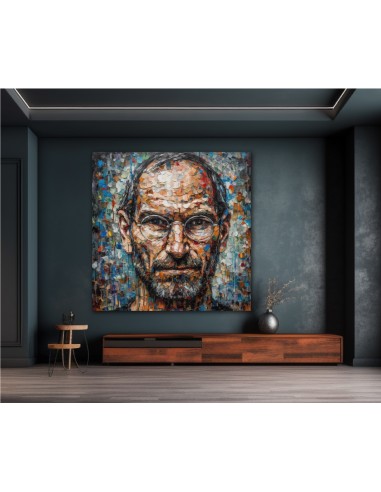 Illustration du célèbre fondateur de la société Apple, Steve Jobs dans un style impasto