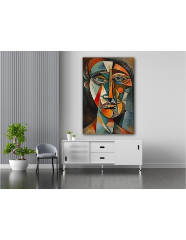 Painting of a face in the style of the famous artist Pablo Picasso