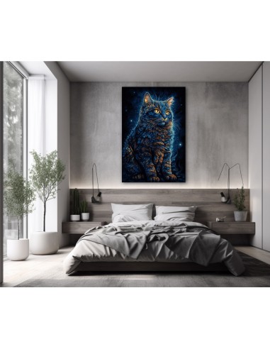 Illustration psychédélique d'un chat bleu