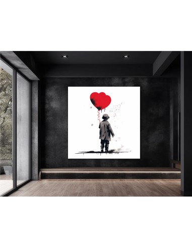 Illustration of a Young Boy Holding Red Heart Shaped Balloons