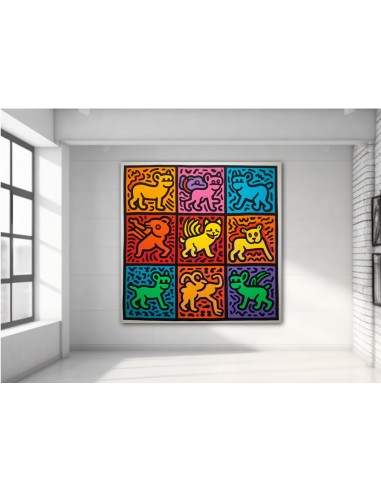 Représentation d'animaux dans le style pop-art du célèbre artiste Keith Haring