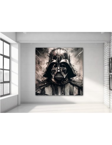 Peinture du célèbre méchant de Star Wars, Dark vador dans un style en noir et blanc