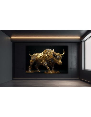 Illustration d'un taureau énervé dans les tons noir et or
