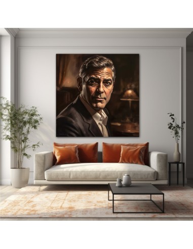 Representation of the famous actor Georges Clooney in an oil painting style