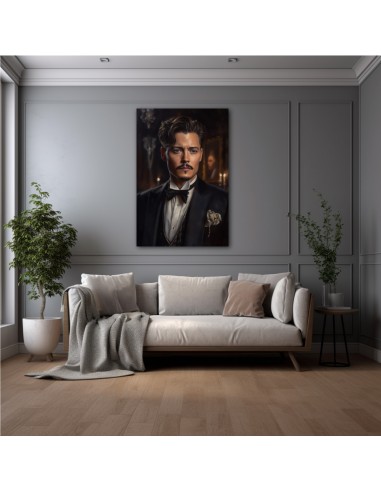 Illustration of famous actor Johnny Depp, in an oil painting style